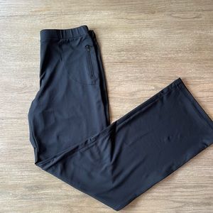 Athleta woman’s black wide leg front zip closure track pants